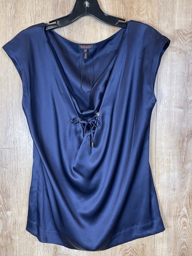 Escada navy silk top - silk, w
